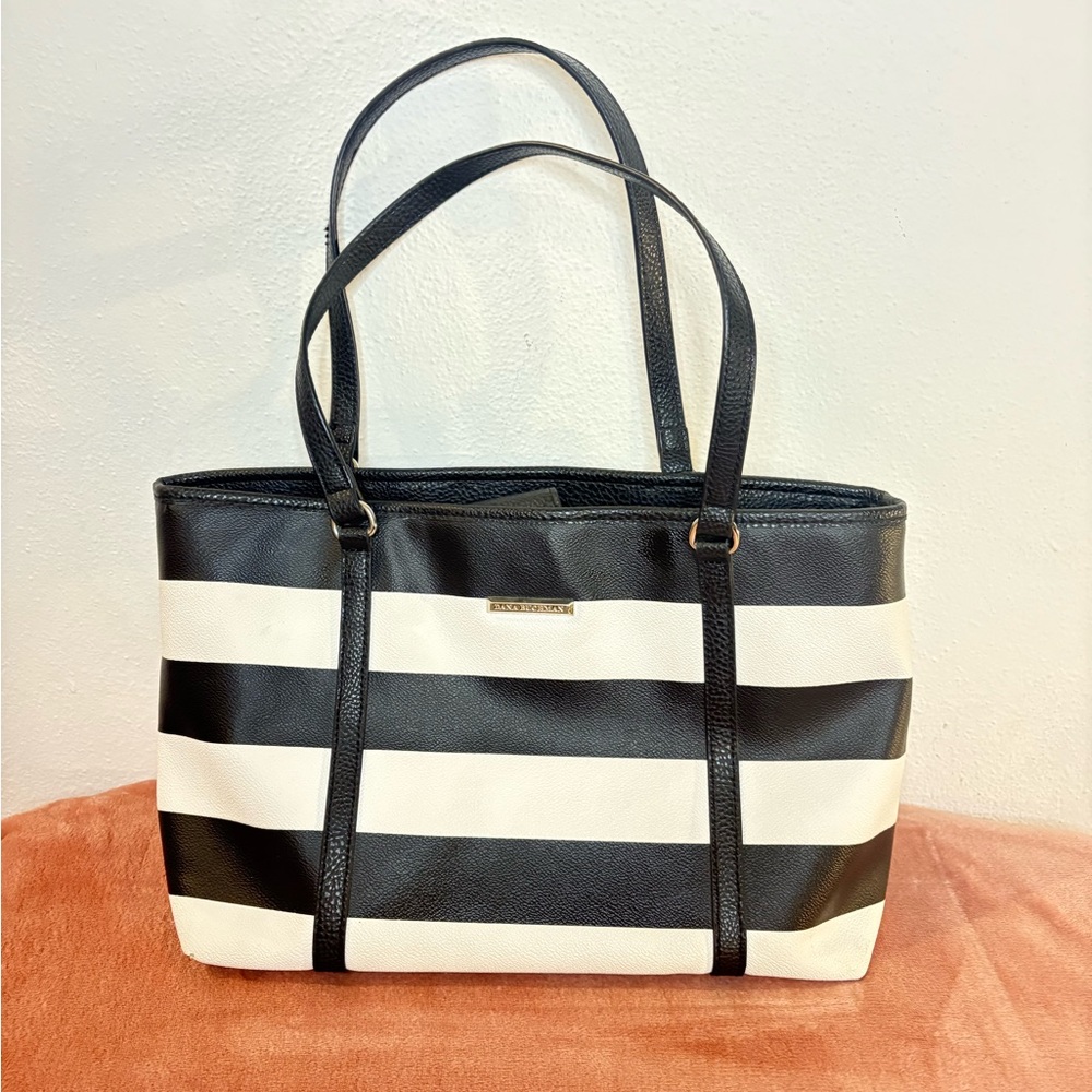 Elegant Black and White Striped Tote